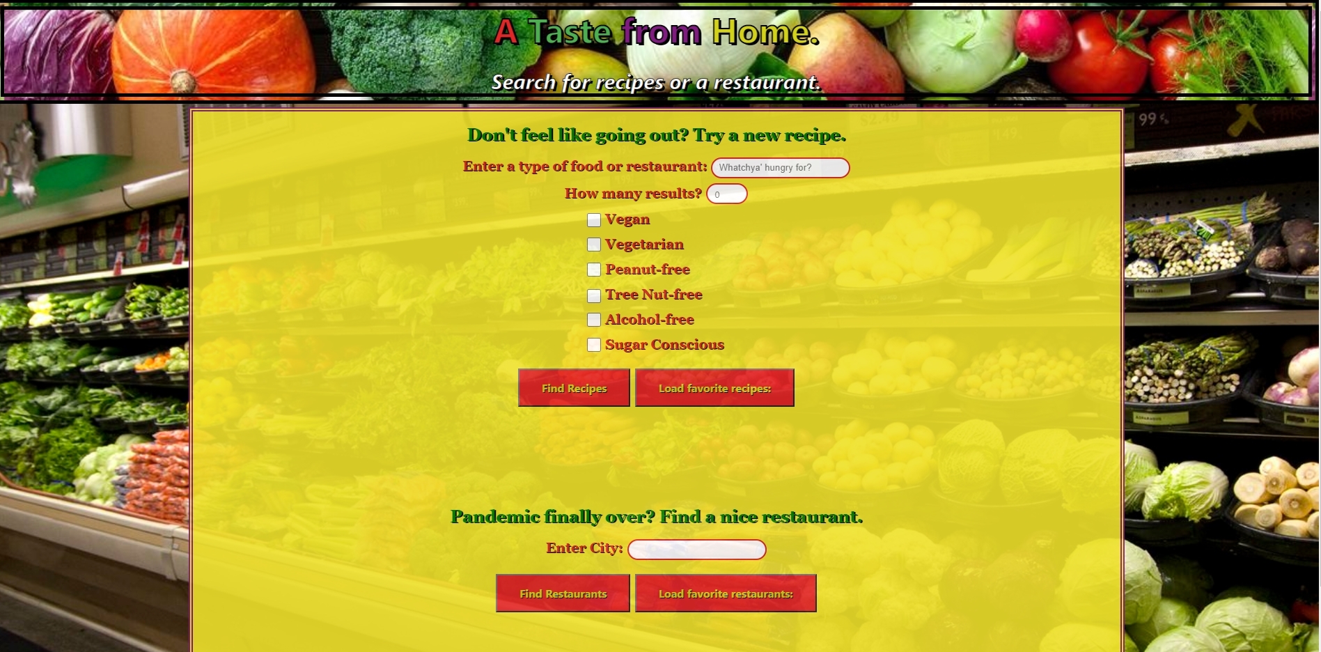 Screenshot of A Taste From Home application