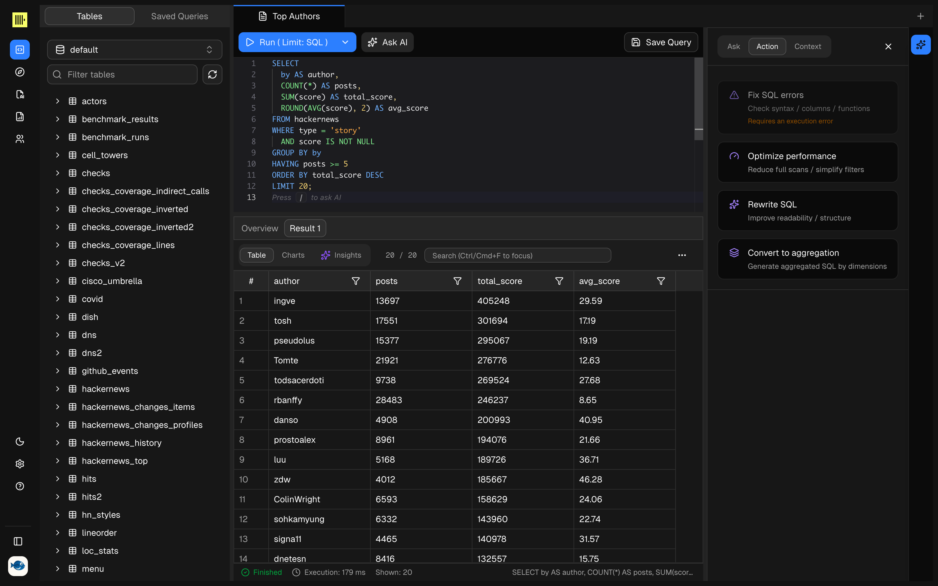 Dory AI-native SQL workspace