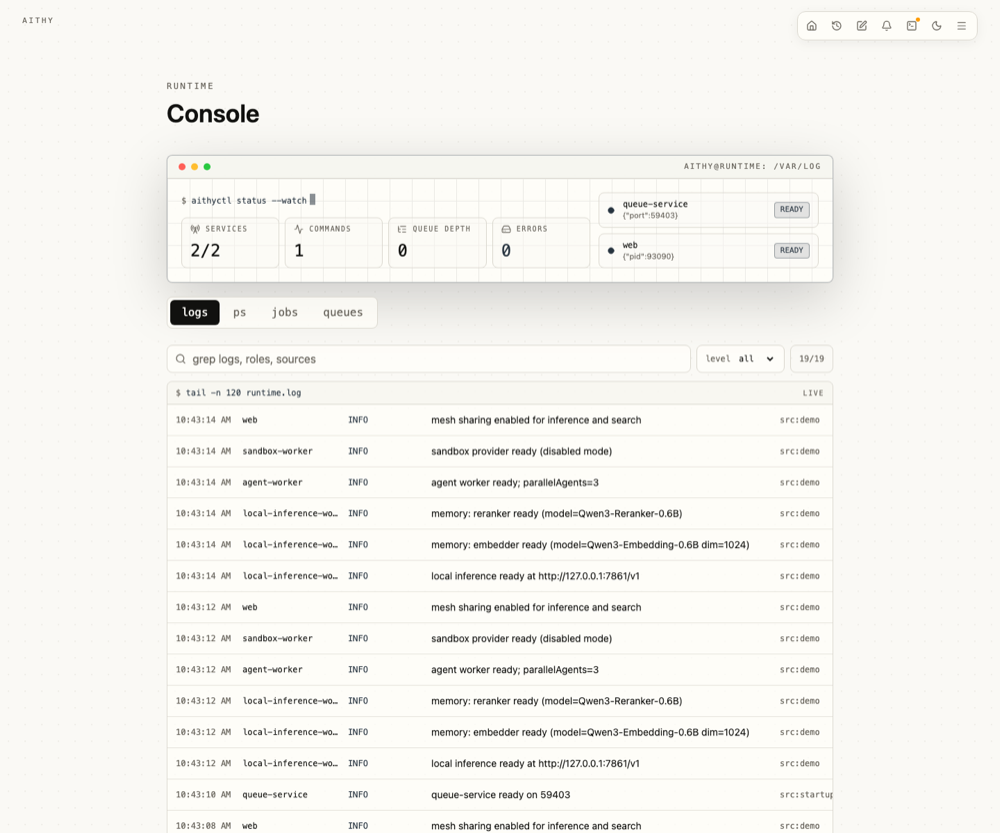 Runtime console