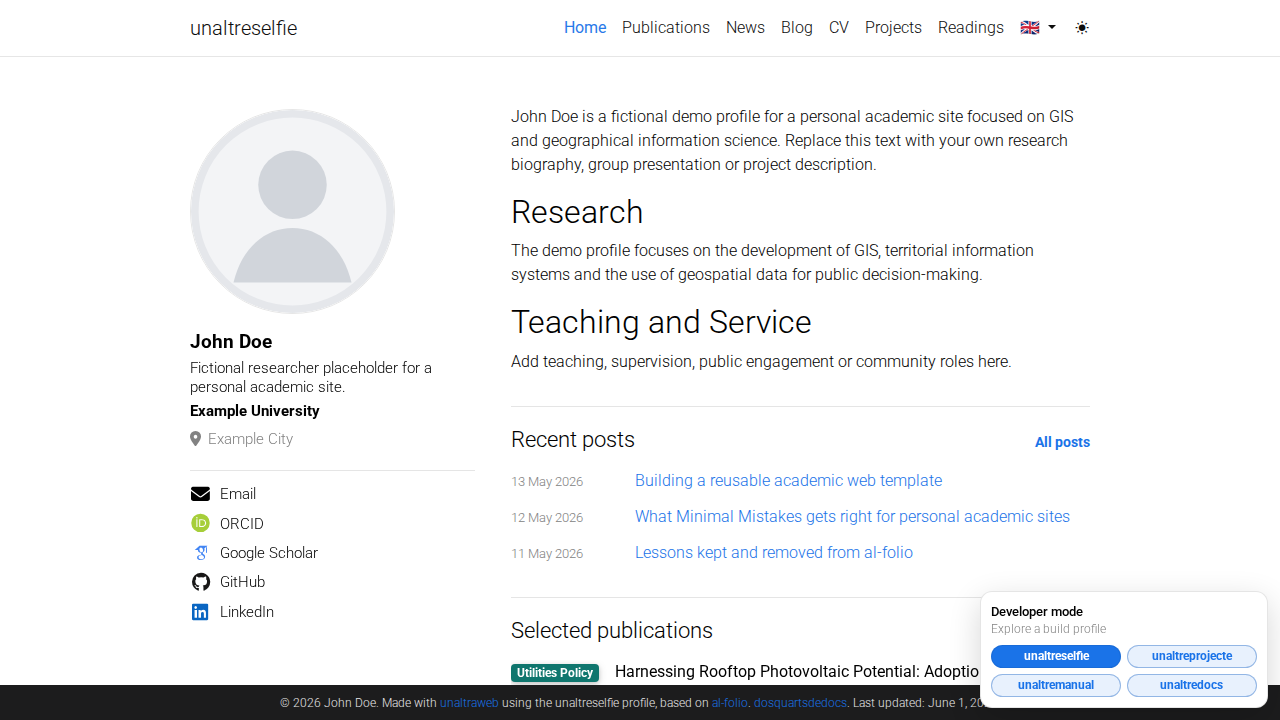 unaltreselfie profile home page screenshot