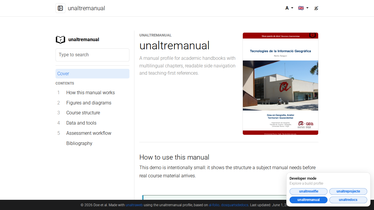 unaltremanual profile home page screenshot