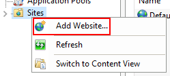 Click Add Website from the Sites contextual menu.