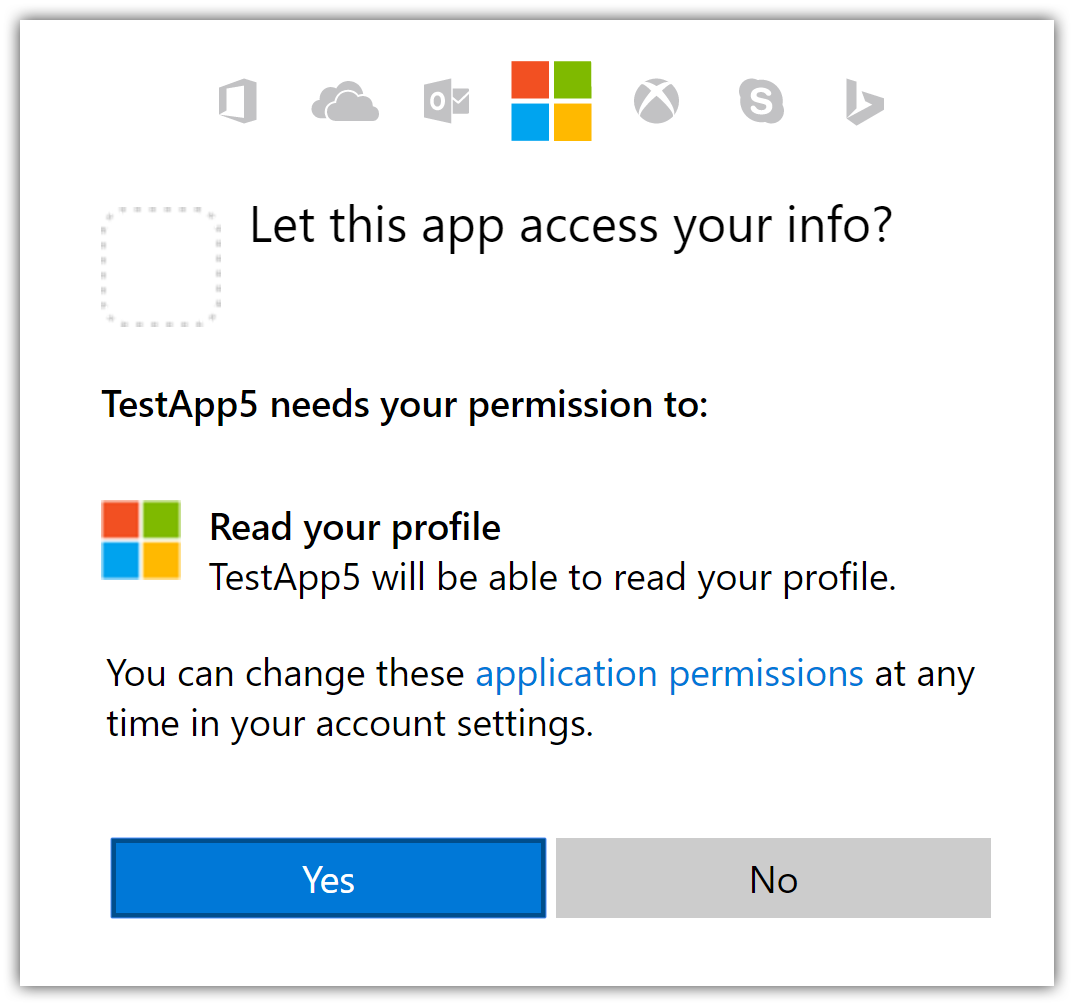Microsoft authentication dialog