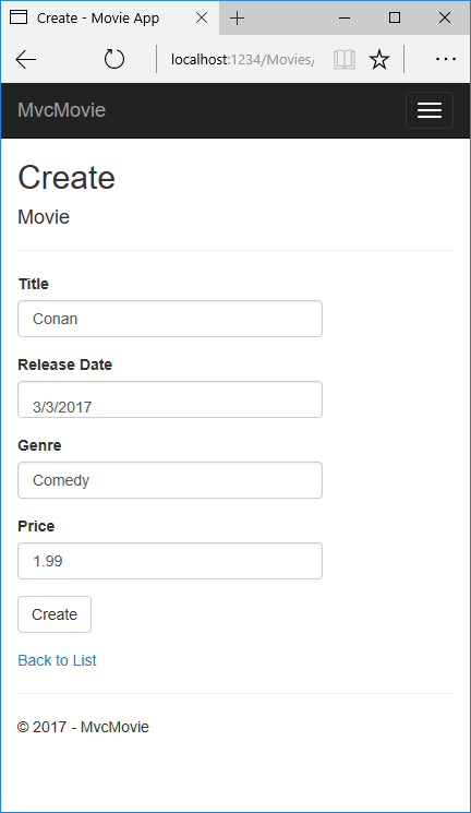 创建视图界面包含字段 genre, price, release date, 以及 title