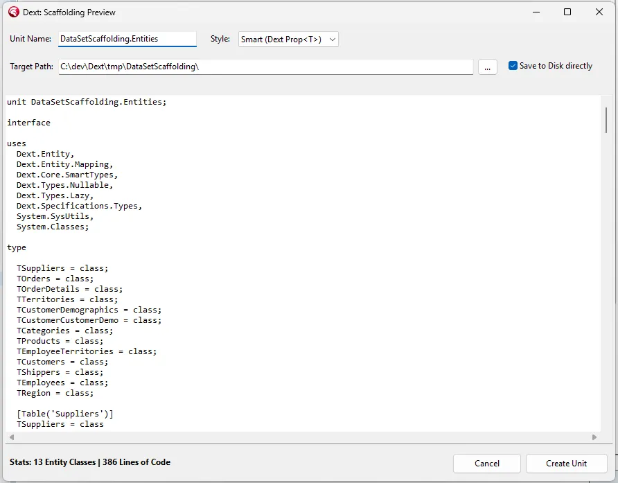 Step 3: Generated Entity Code