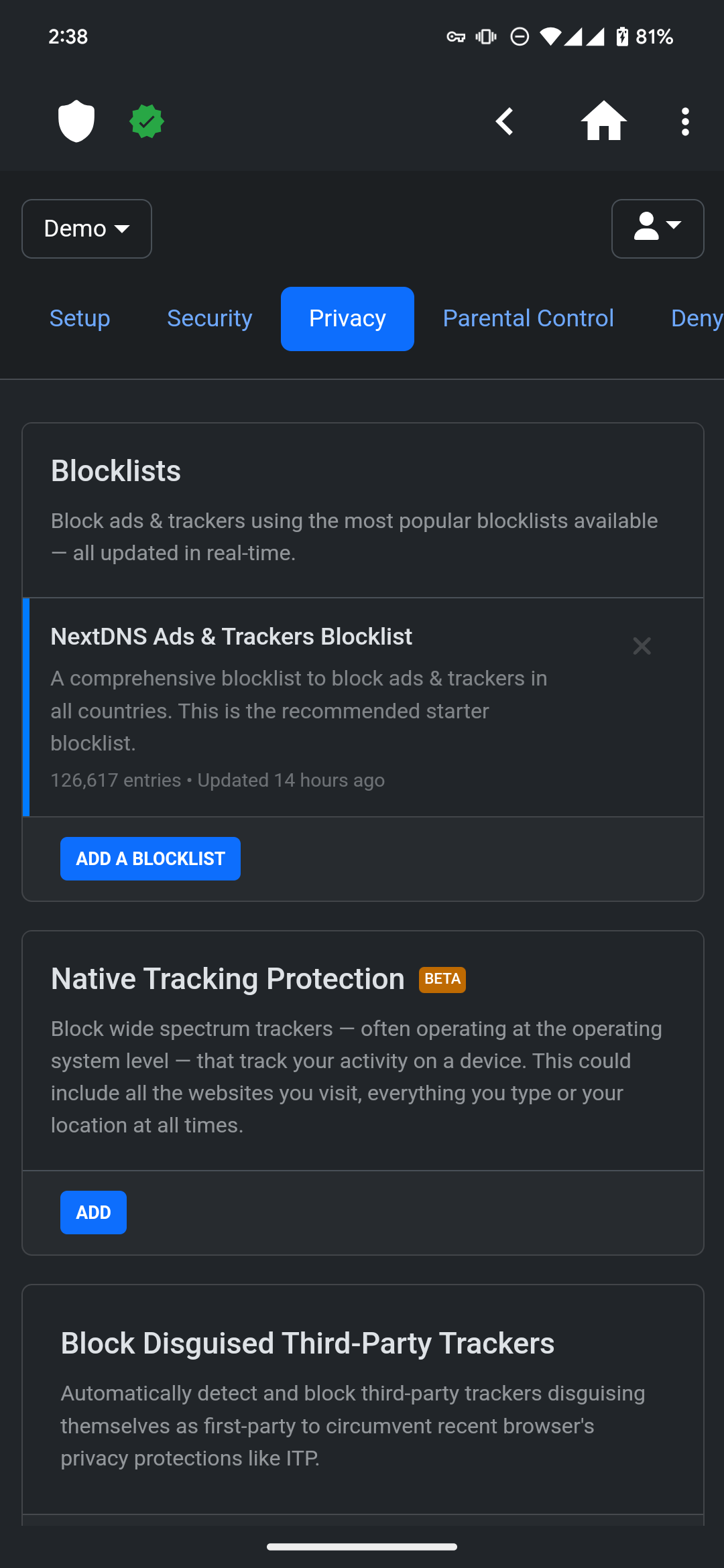 Screenshot 3 of NextDNS Manager — opens full size