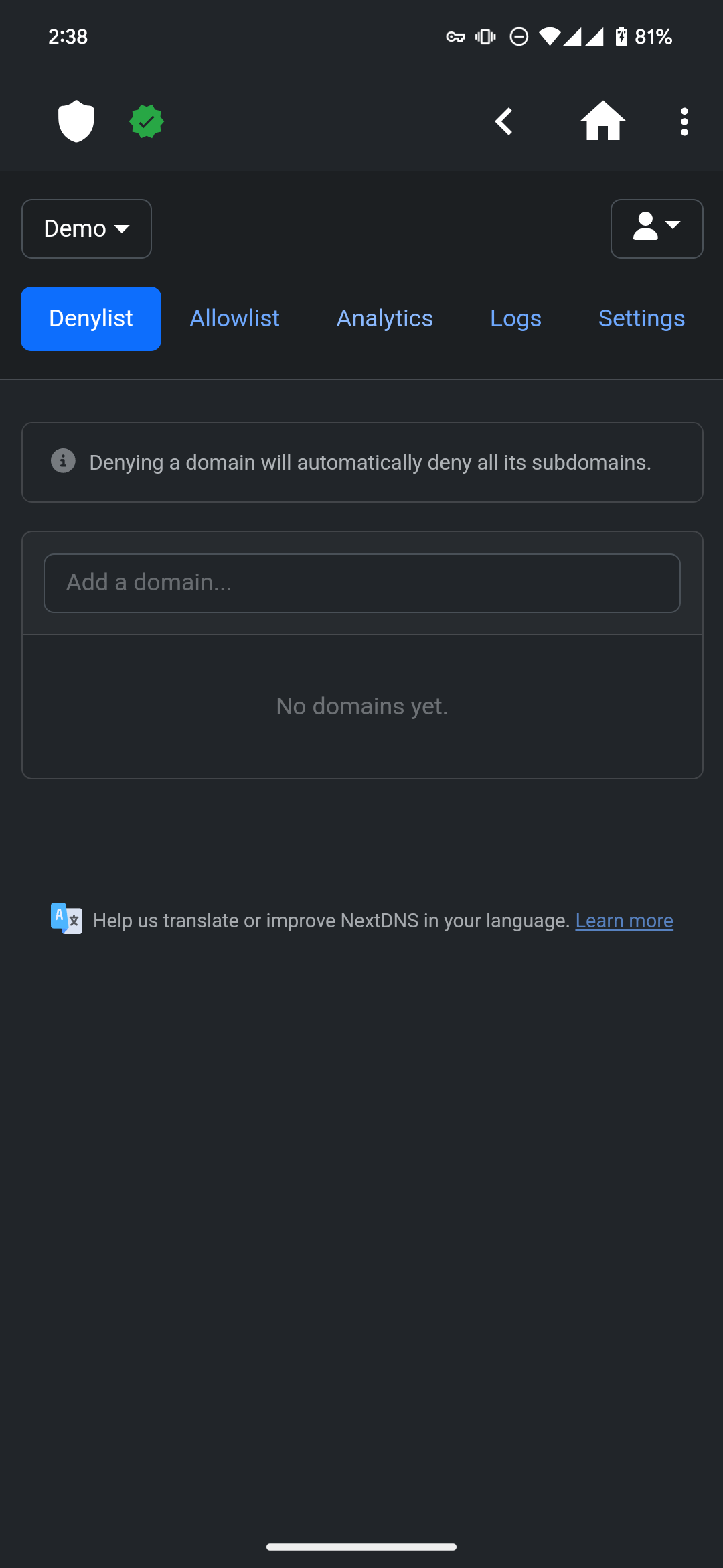 Screenshot 5 of NextDNS Manager — opens full size