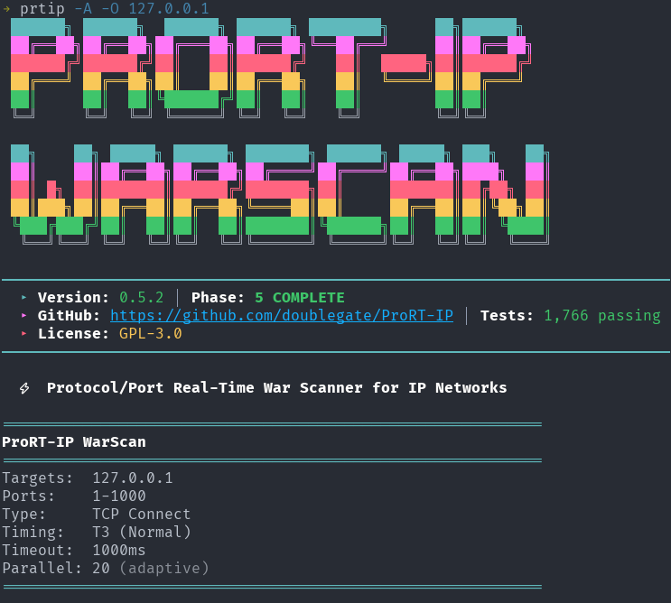 ProRT-IP CLI Screenshot