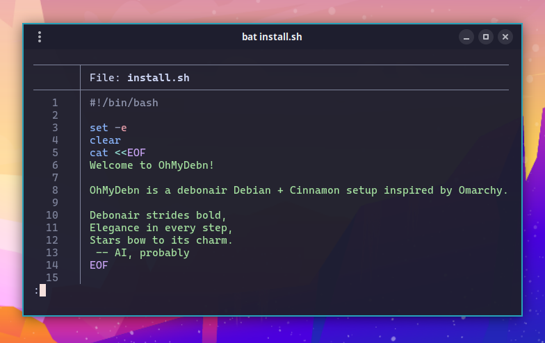 OhMyDebn bat screenshot