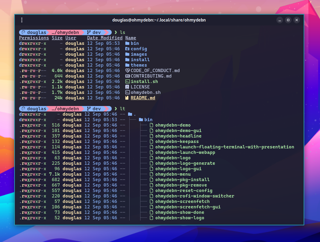 OhMyDebn terminal screenshot