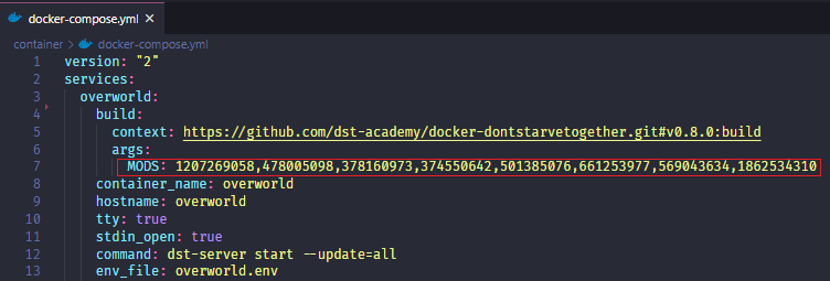 Add mod docker compose overworld