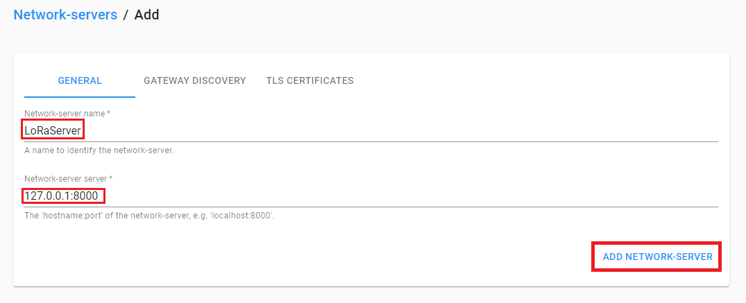 Inserting the Network Server Data