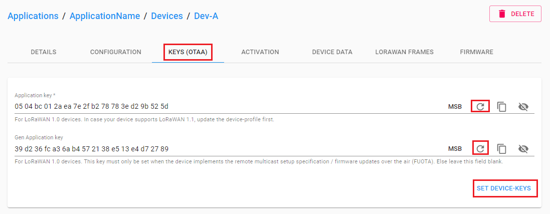 Setting Device Keys