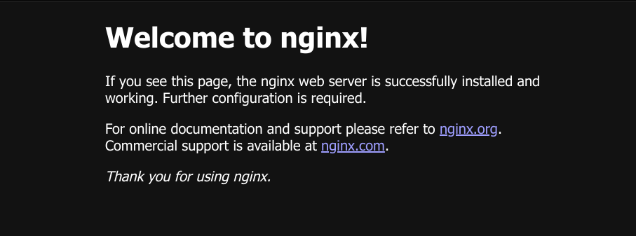 Nginx landing page