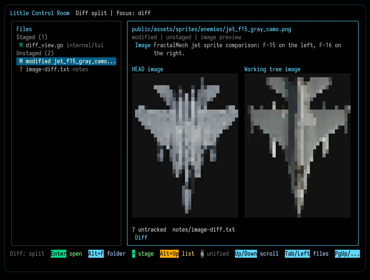 Little Control Room image diff view