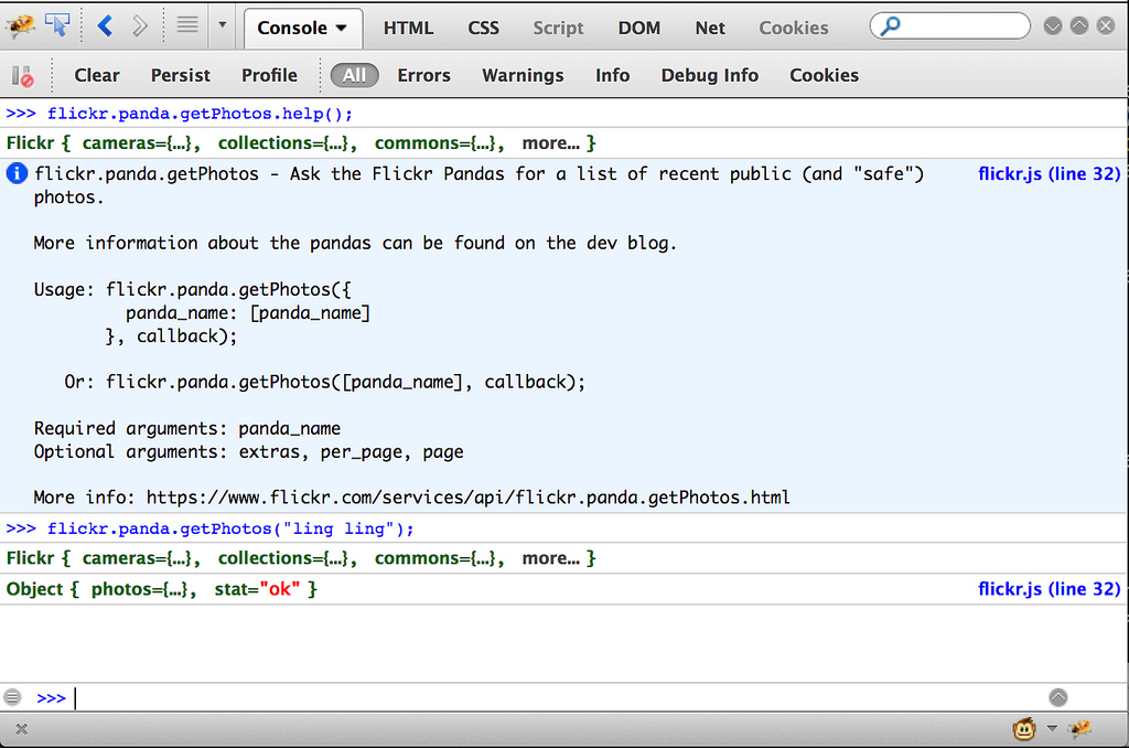 Screenshot of Firebug JavaScript Console