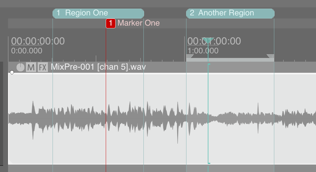 Track showing a marker and two regions