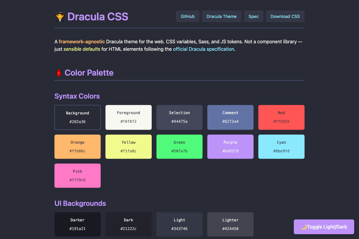 Dracula CSS - screenshot 1