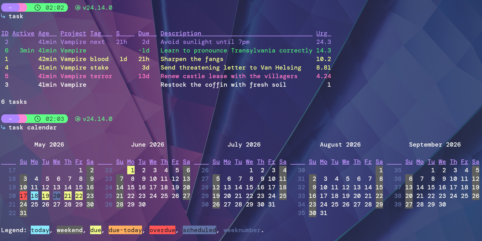 Taskwarrior - screenshot 1