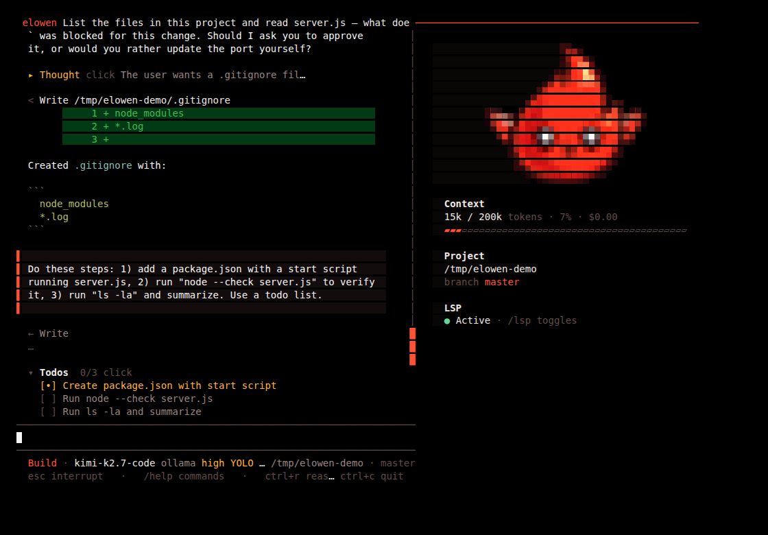 A Todos checklist mid-run, stacked with a pending tool-approval prompt