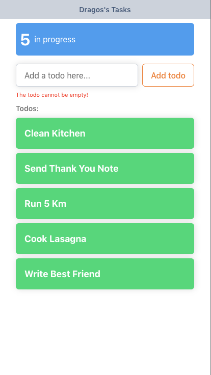 todos app with error