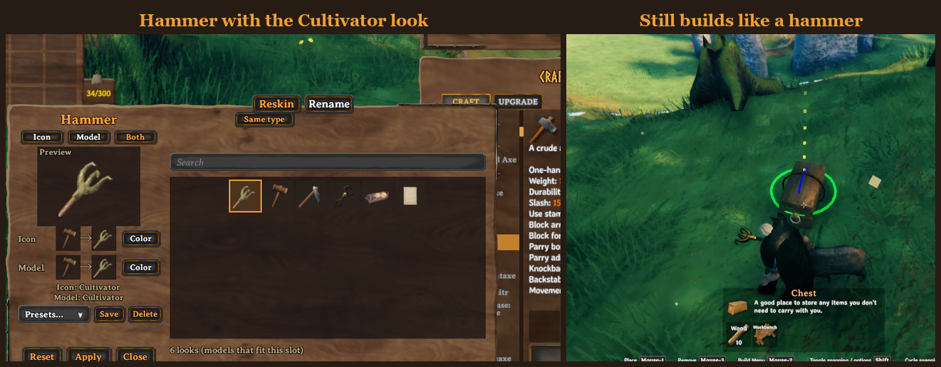 A hammer reskinned with the Cultivator look, still building like a hammer