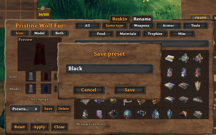 Saving a preset