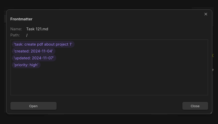 Dashboard navigator for Obsidian - frontmatter modal