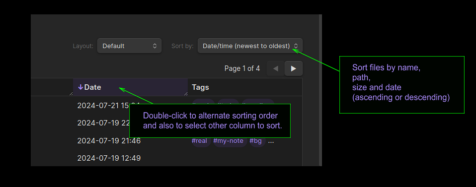 Dashboard navigator for Obsidian - sort