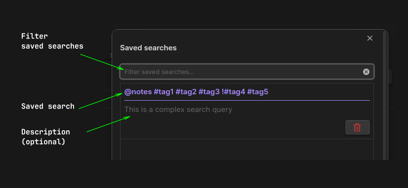 Dashboard navigator for Obsidian - save search