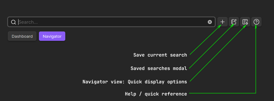 Dashboard navigator for Obsidian - save search