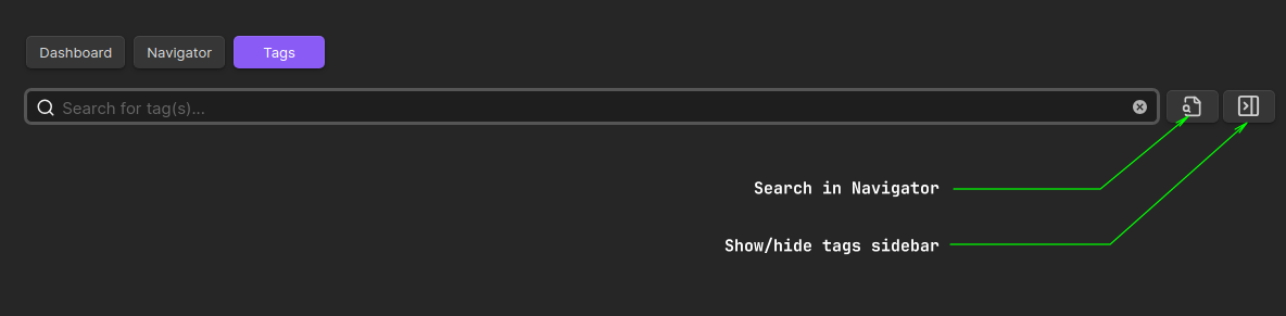 Dashboard navigator for Obsidian - Tags