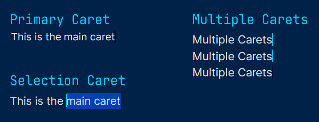 Dark mode caret width