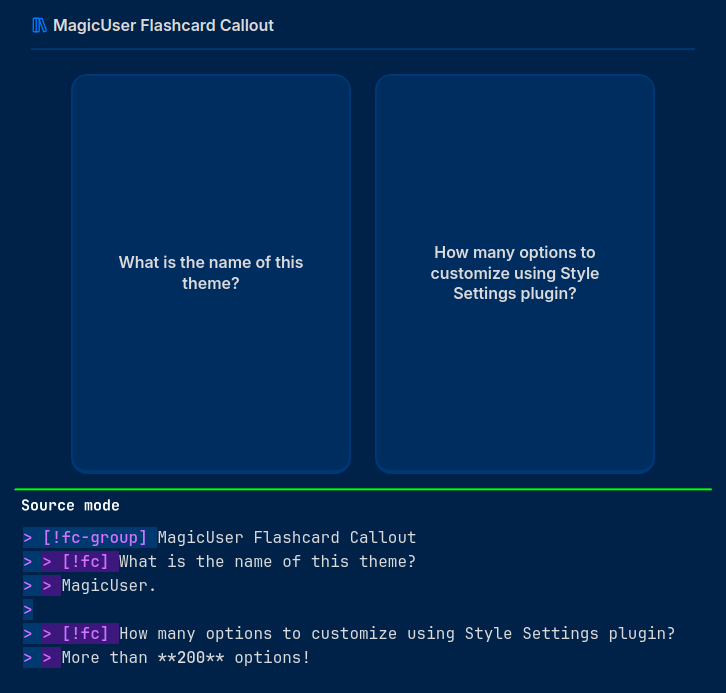 MagicUser flashcards - grouped