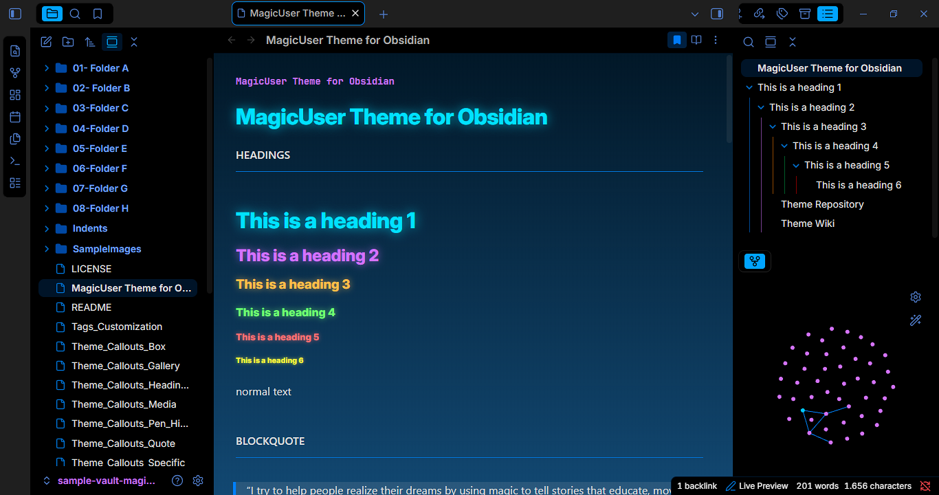 MagicUser theme for Obsidian