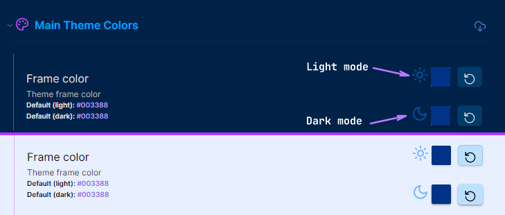MagicUser Custom Colors for Light and Dark Modes
