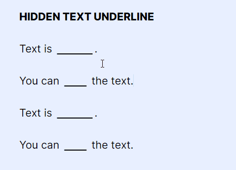 Hidden text underline