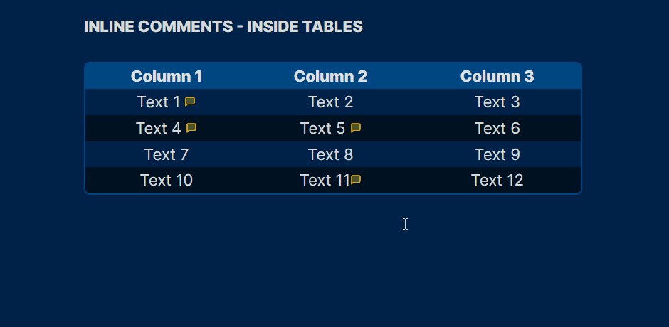 MagicUser Inline Comments - Tables