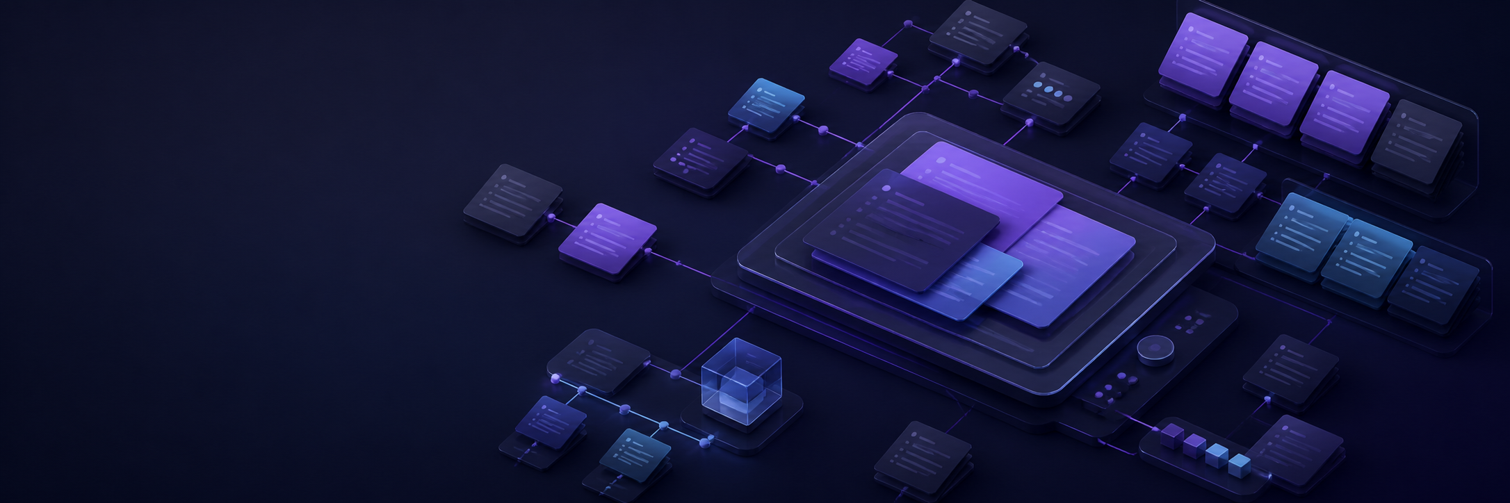 Abstract illustration of interconnected knowledge cards
