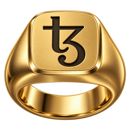Signet: a gold signet ring engraved with the Tezos ꜩ