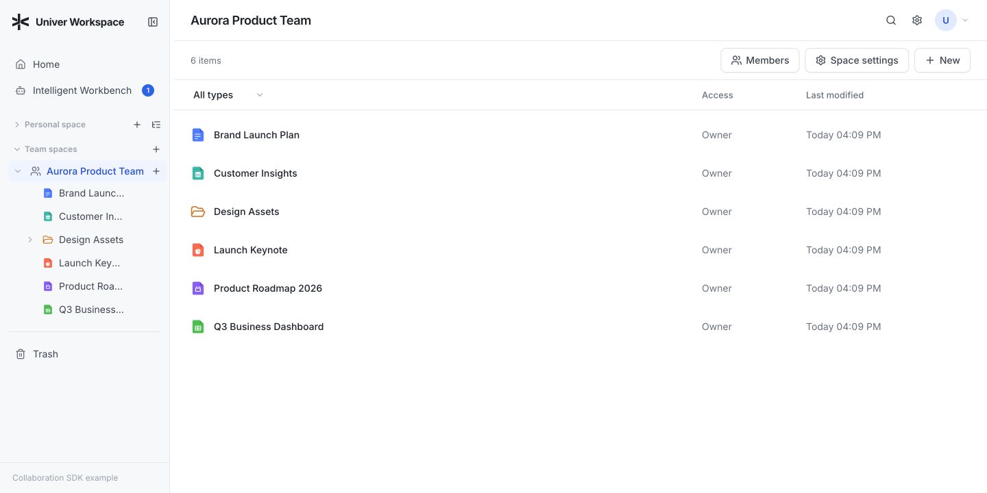 univer-workspace plugin screenshot 2
