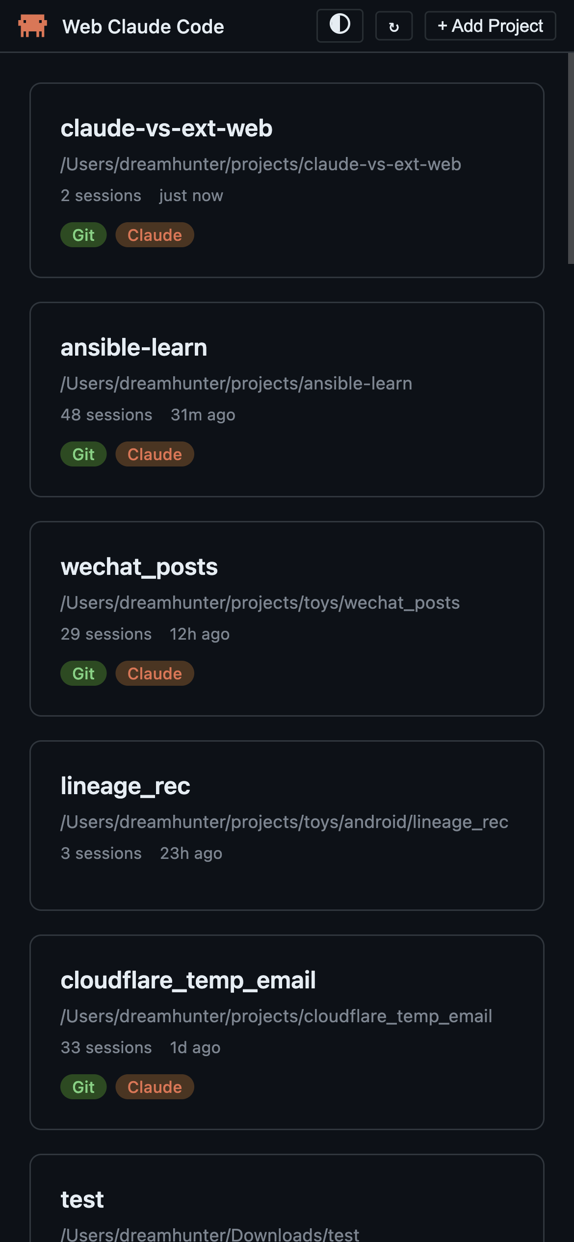 Mobile Project List