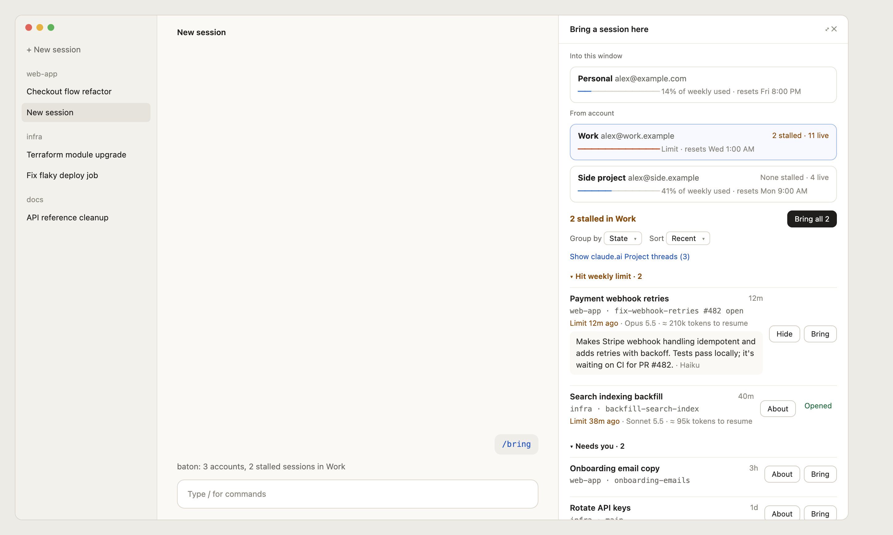 The Bring page in Claude Desktop