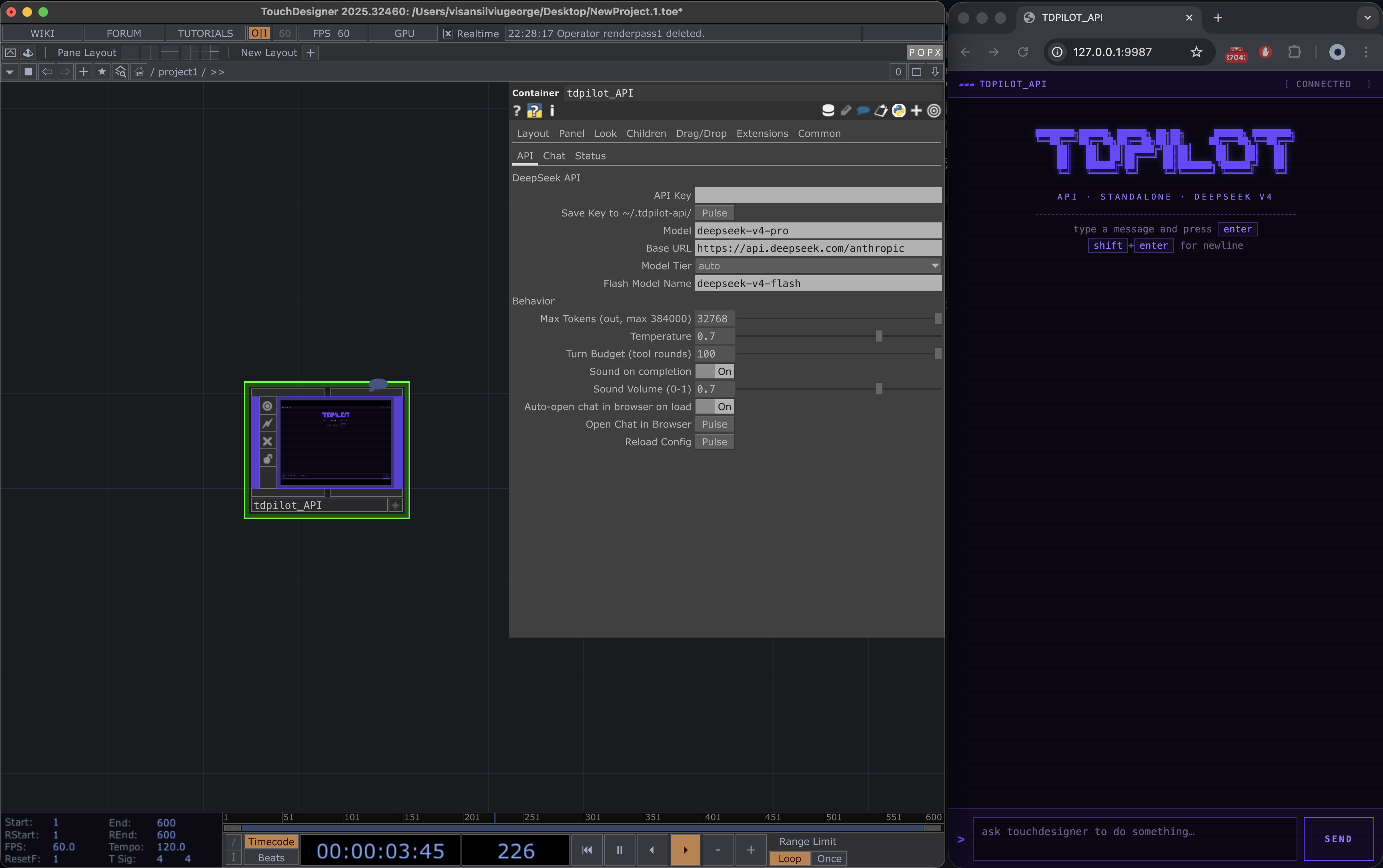 TDPilot chat UI on first load