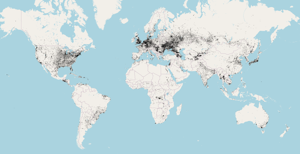 Dataset as visualized with folium