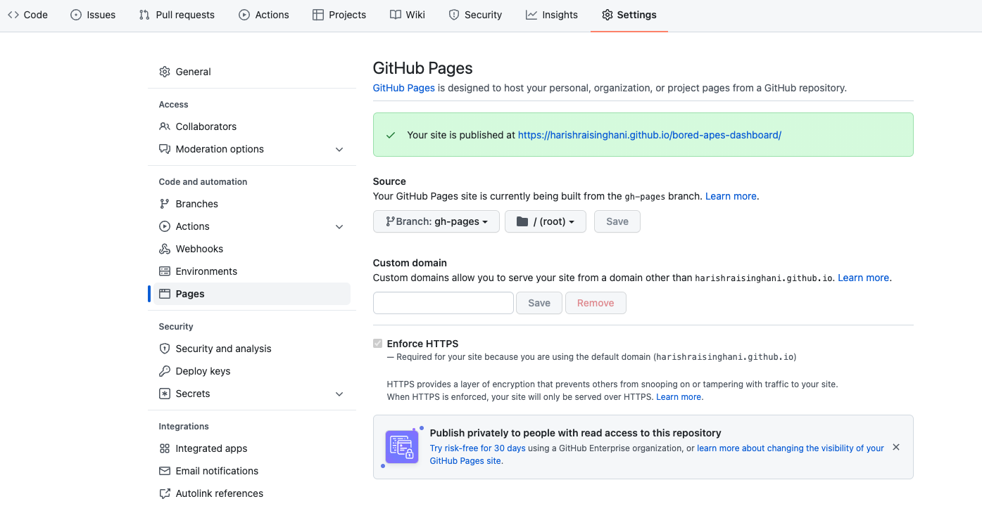 GitHub Pages Setting