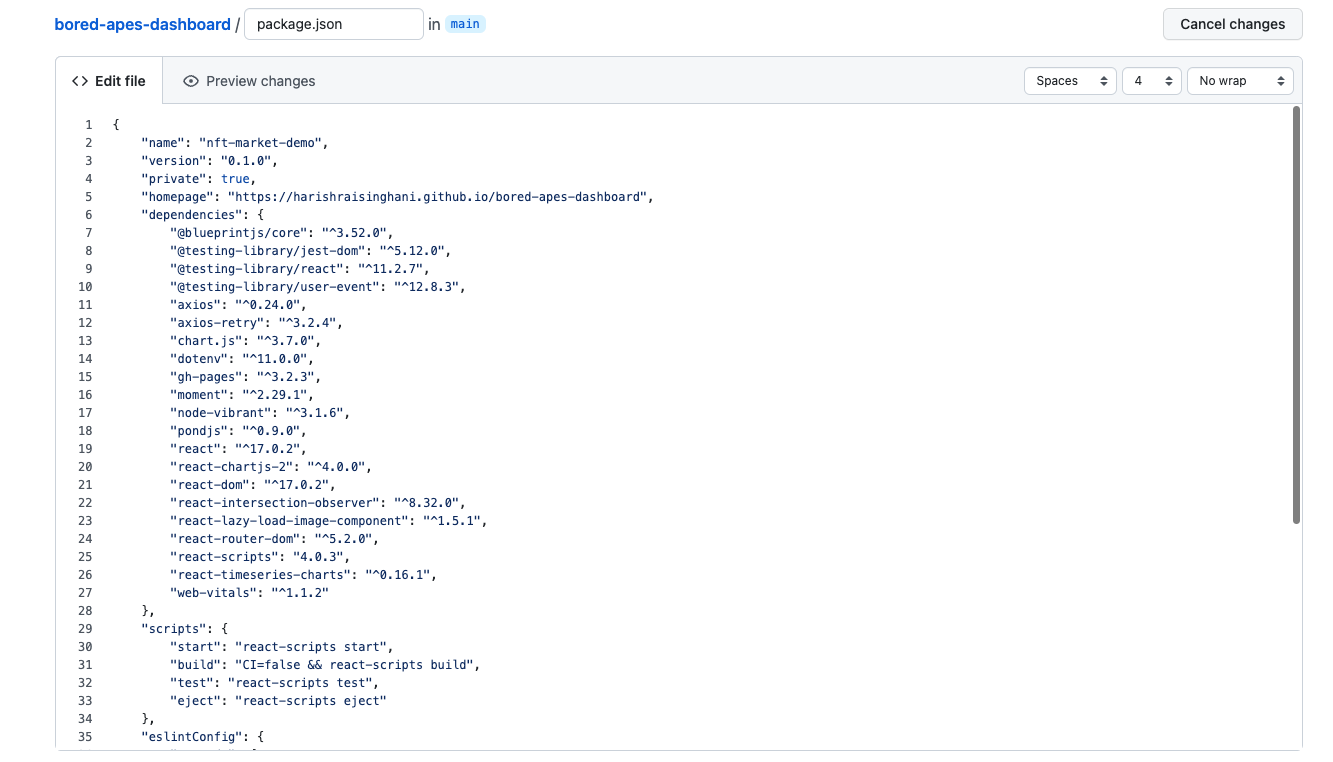 package.json Setting