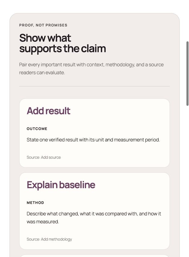 Lineweb Evidence Board showing editable outcome and method prompts