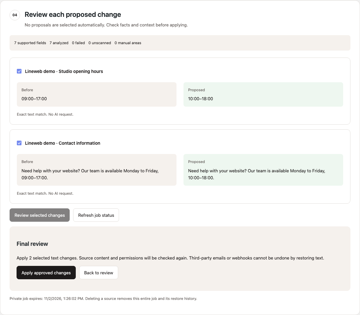 Per-proposal review and selective approval