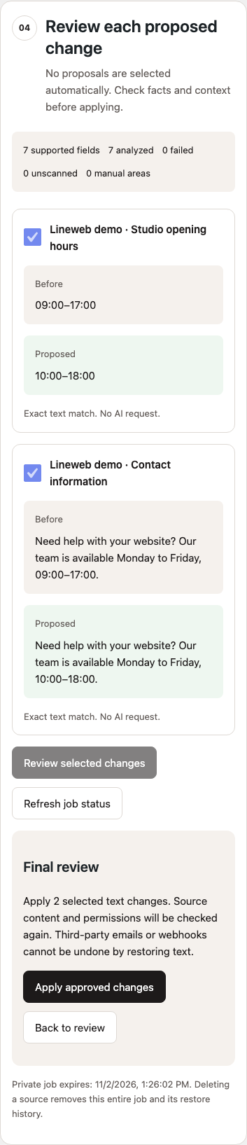 Mobile workspace with the full centered LineWeb logo